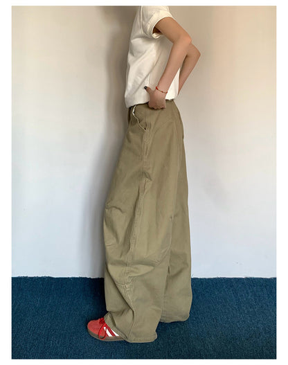 Washed Wide-Leg Cargo Pants – American Retro Unisex