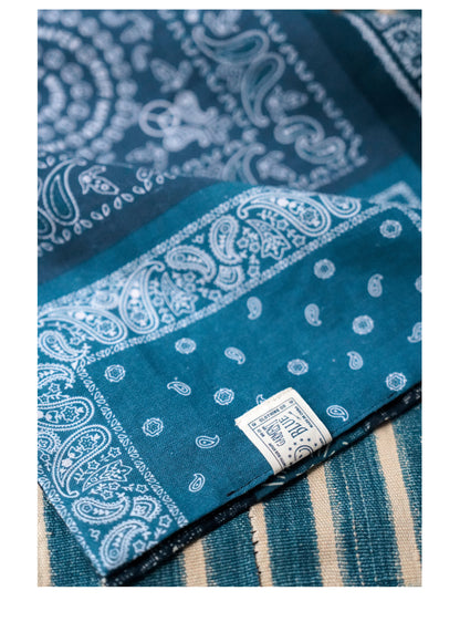 Japanese Paisley Patchwork Scarf – Cotton Linen Double-Layer Wrap