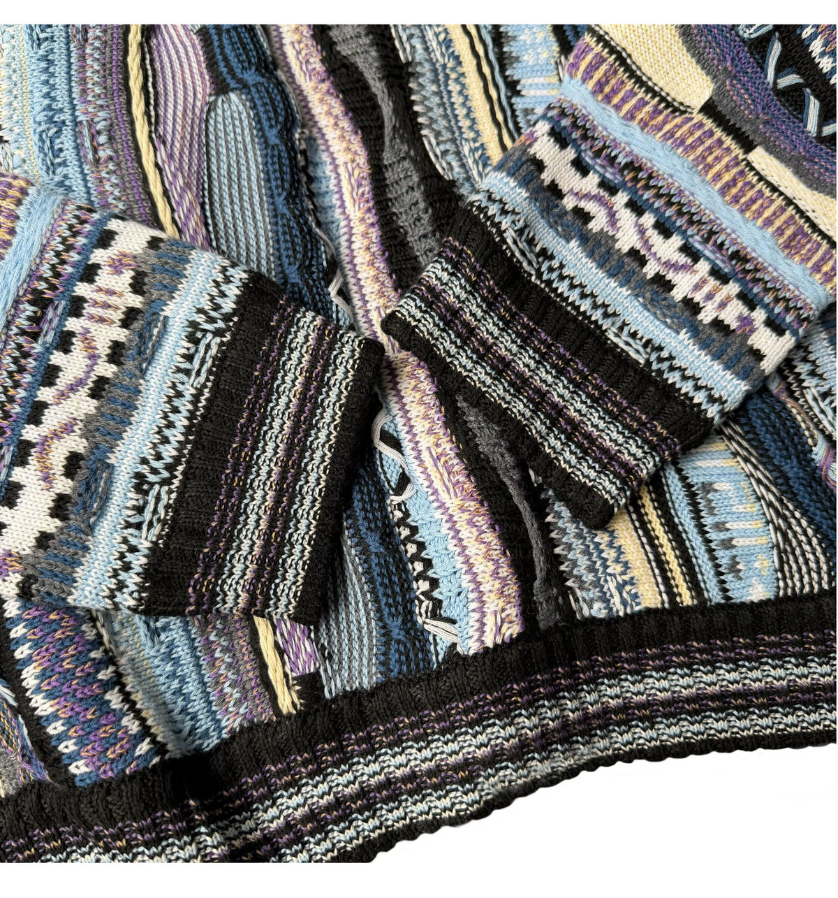 Vertical Stripe Patchwork Jacquard Crew Neck Sweater – Loose Unisex