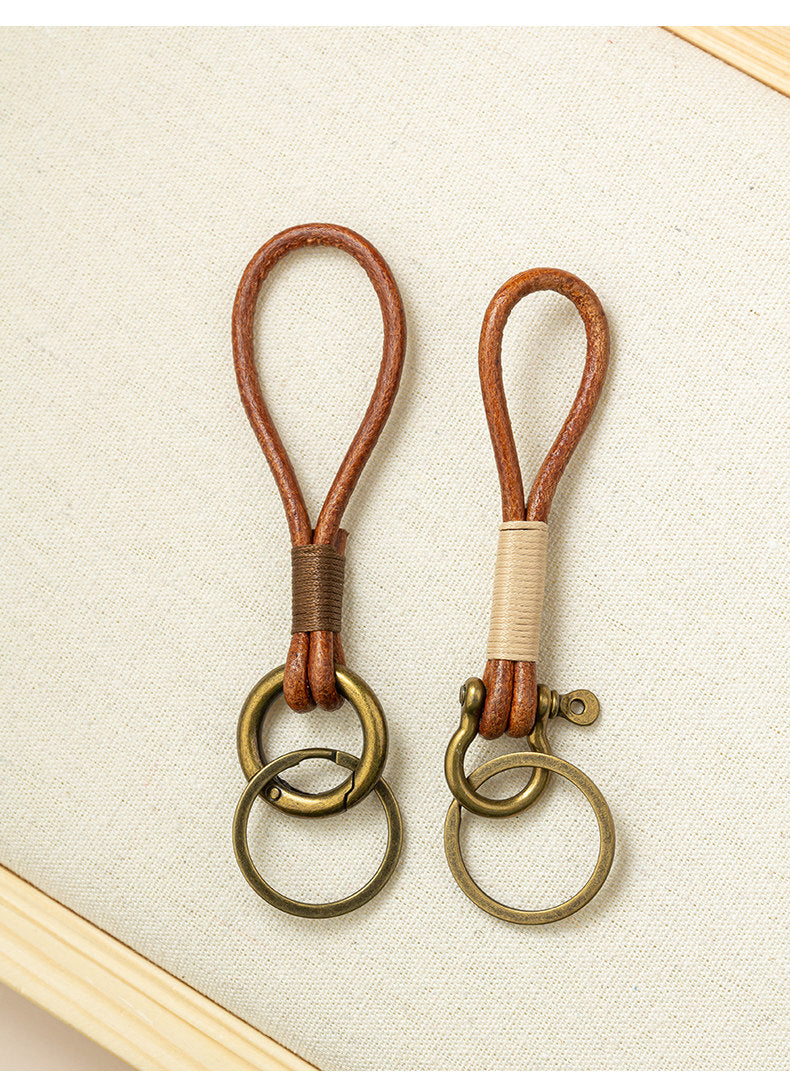 Vintage Cowhide Leather Keychain – Bracelet Pendant Charm – Japanese vintage | yamalin clothes | Yamalinclothes