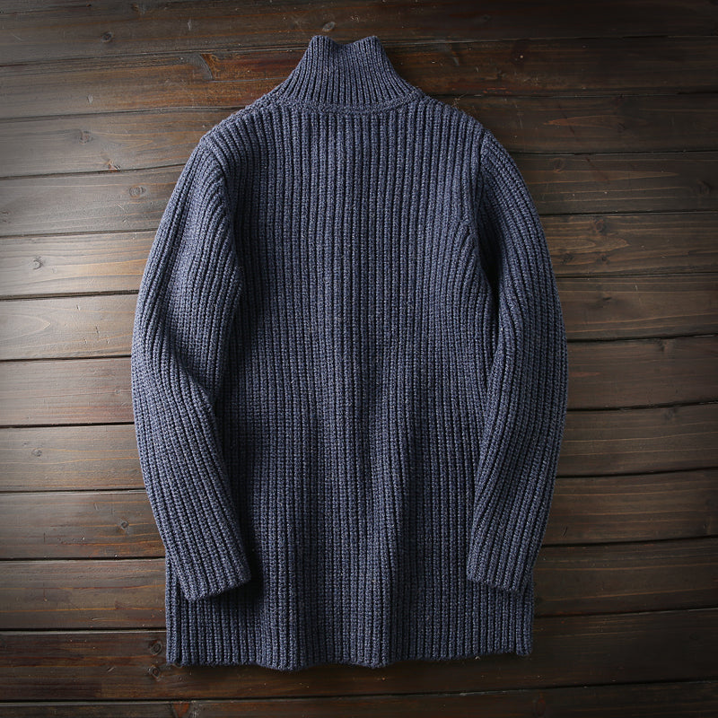 Italian custom made ultra-fine wool foreign trade tail goods autumn and winter men's high-end thickened knitted cardigan sweater jacket