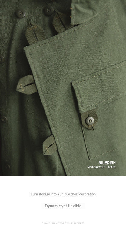 Vintage Hunting Jacket – Army Green Biker Coat Men – Japanese vintage | yamalin clothes | Yamalinclothes