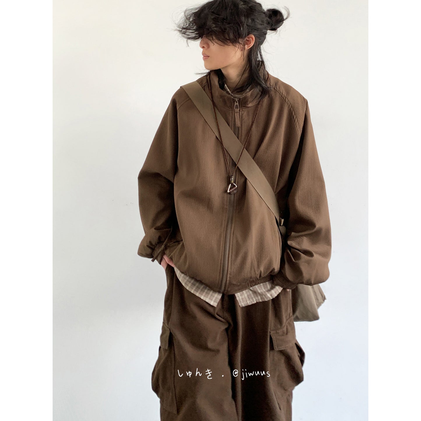 Vintage Stand Collar Cargo Jacket – Unisex Raglan Zip
