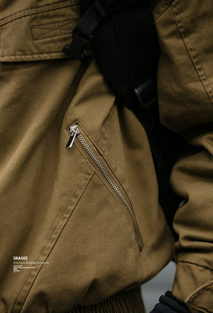Washed Cargo Flight Jacket – Vintage Drop-Shoulder Oversized Unisex