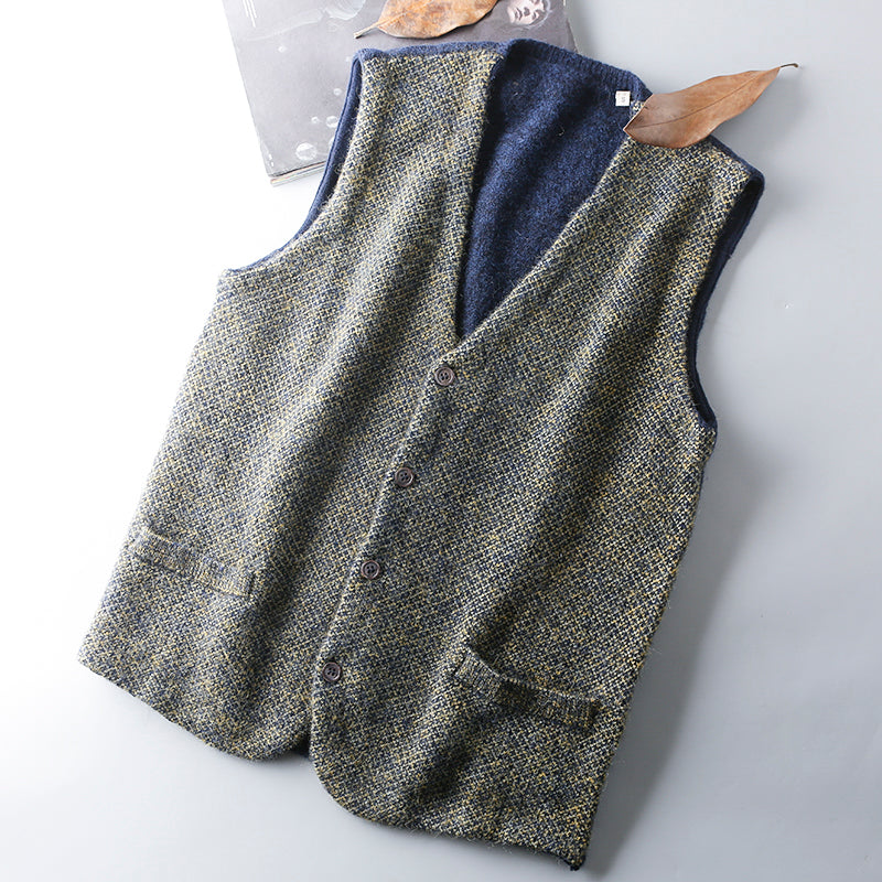 Heavy goods Italian order! Mohair + wool autumn and winter men's knitted cardigan sweater vest
