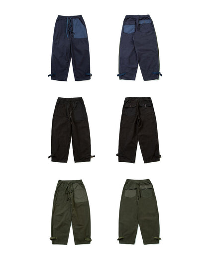 Japanese style men's clothing personality color block stitching elastic waist loose couple men and women slub cotton casual pants trend | Japanese vintage | yamalin clothes | Yamalinclothes