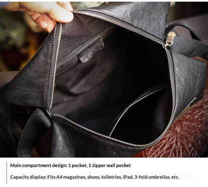 Vegetable-Tanned Cowhide Shoulder Bag – Men's Large Capacity Leather Messenger Bag