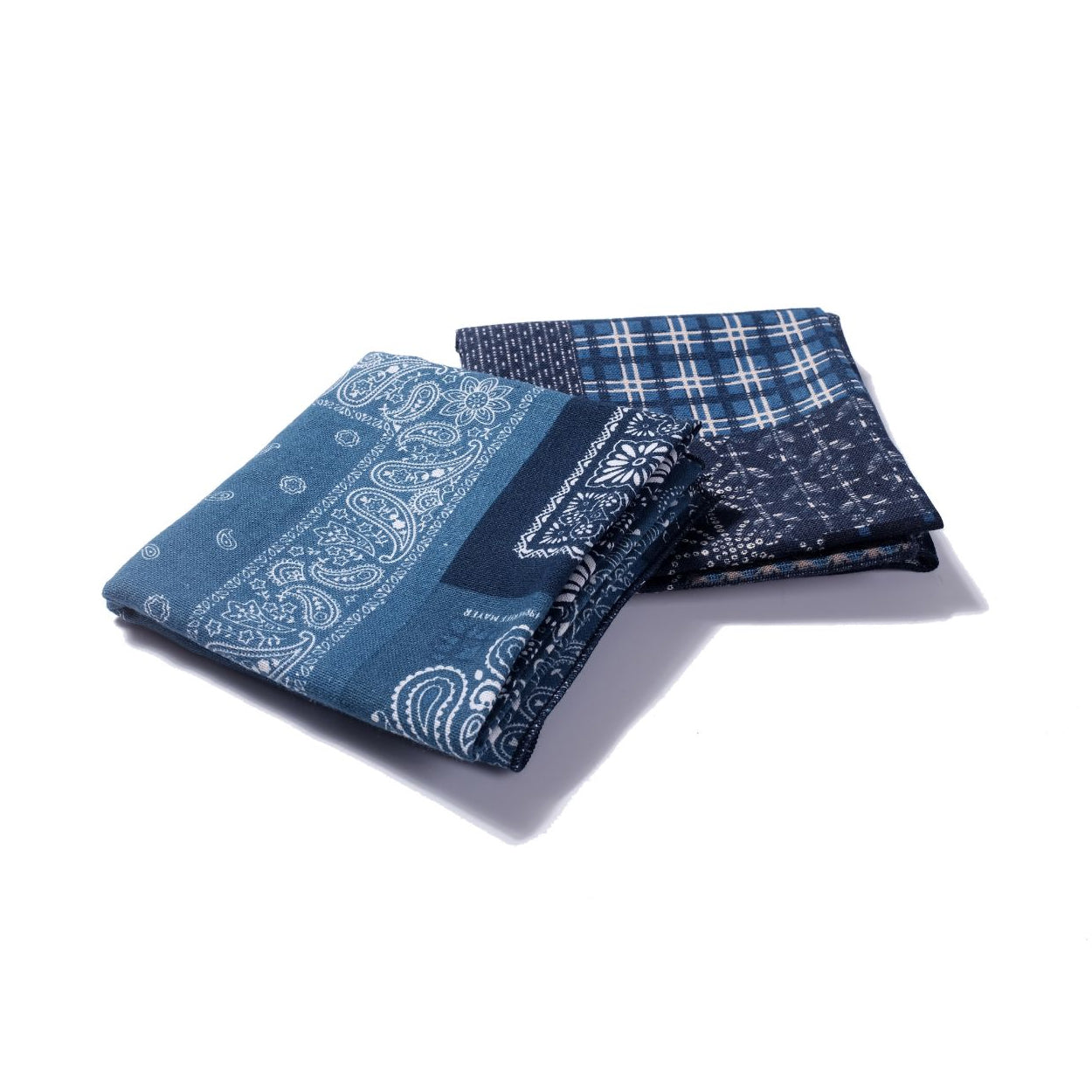 Indigo Paisley Patchwork Bandana – Vintage Cotton Square Scarf