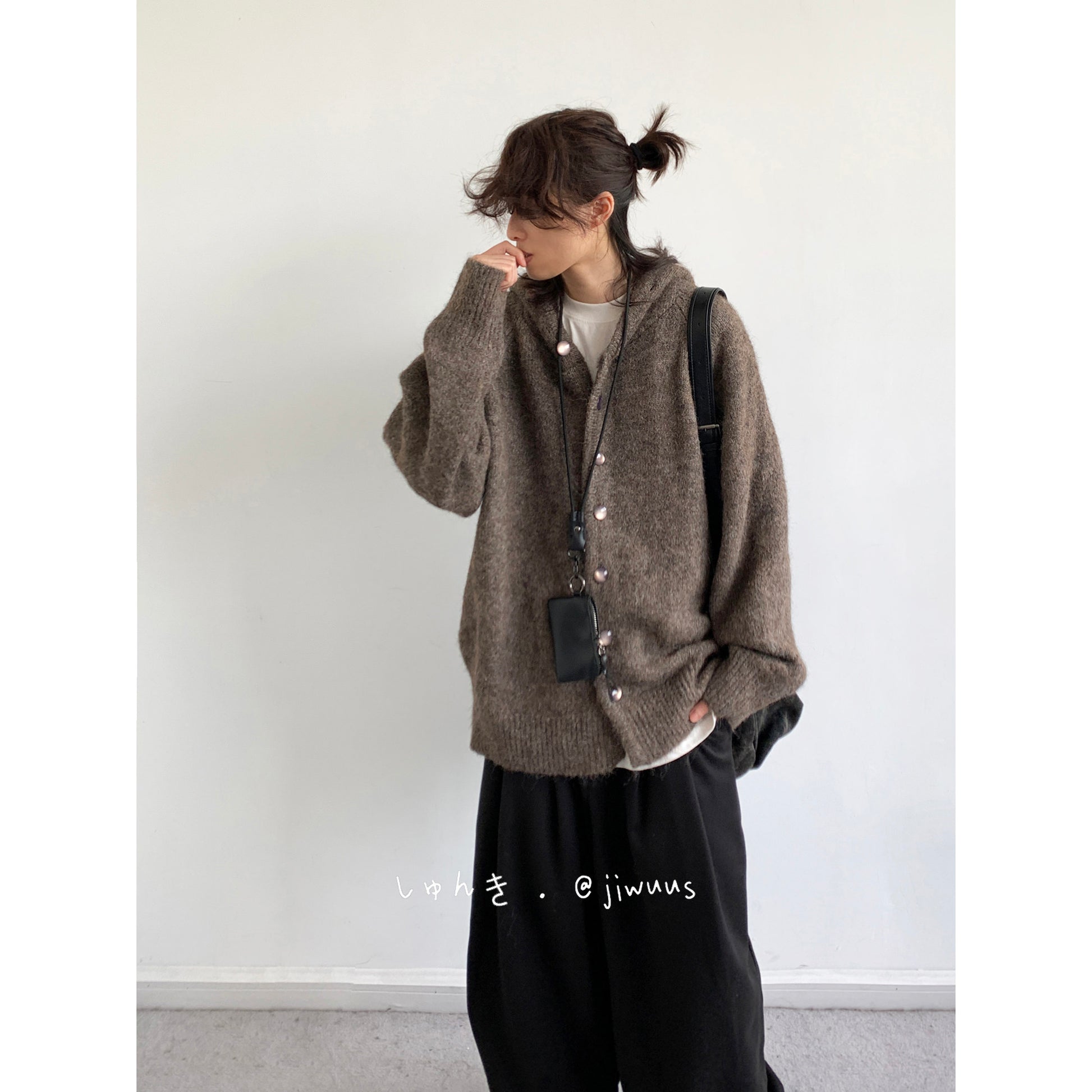 Vintage Hooded Knit Cardigan – Loose Unisex Lazy Style – Japanese vintage | yamalin clothes | Yamalinclothes
