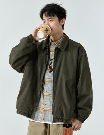 Zip-Front Jacket – Point Collar & Relaxed Fit | Yamalinclothes