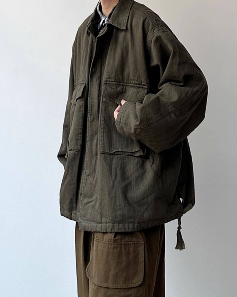 Japanese Vintage Cargo Lapel Jacket – Loose Unisex Spring Autumn – Japanese vintage | yamalin clothes | Yamalinclothes