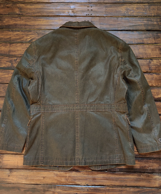Dry Wax Cloth Hunting Suit Jacket - Vintage American Multi-Pocket Blazer (Men)