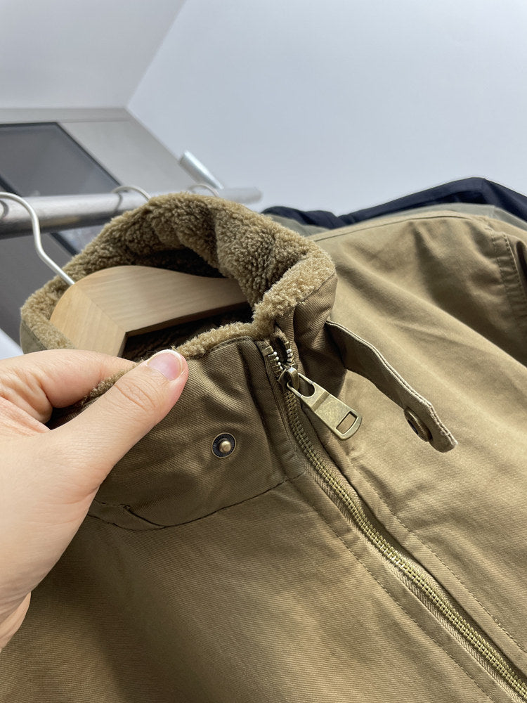 Fleece-Lined Stand-Collar Cargo Jacket – American Vintage Thickened Unisex – Japanese vintage | fall outfits 2026 | fall winter outfits | classy winter outfits | lazy comfy outfits | japanese streetwear | vintage workwear | yamalin clothes | Yamalinclothes