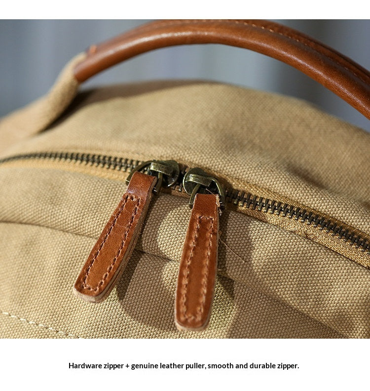 Japanese Canvas Leather Trim Backpack – Large Capacity Laptop Travel Bag – Japanese vintage | yamalin clothes | Yamalinclothes