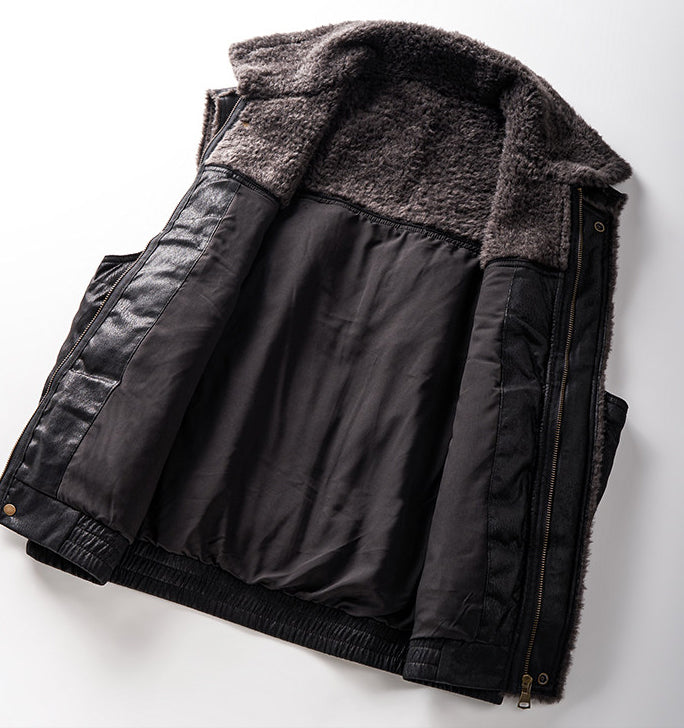 Lambswool Patchwork Thickened Cotton Jacket – Vintage Heavyweight Loose Unisex – Vests | japanese streetwear | vintage workwear | unisex | Yamalinclothes