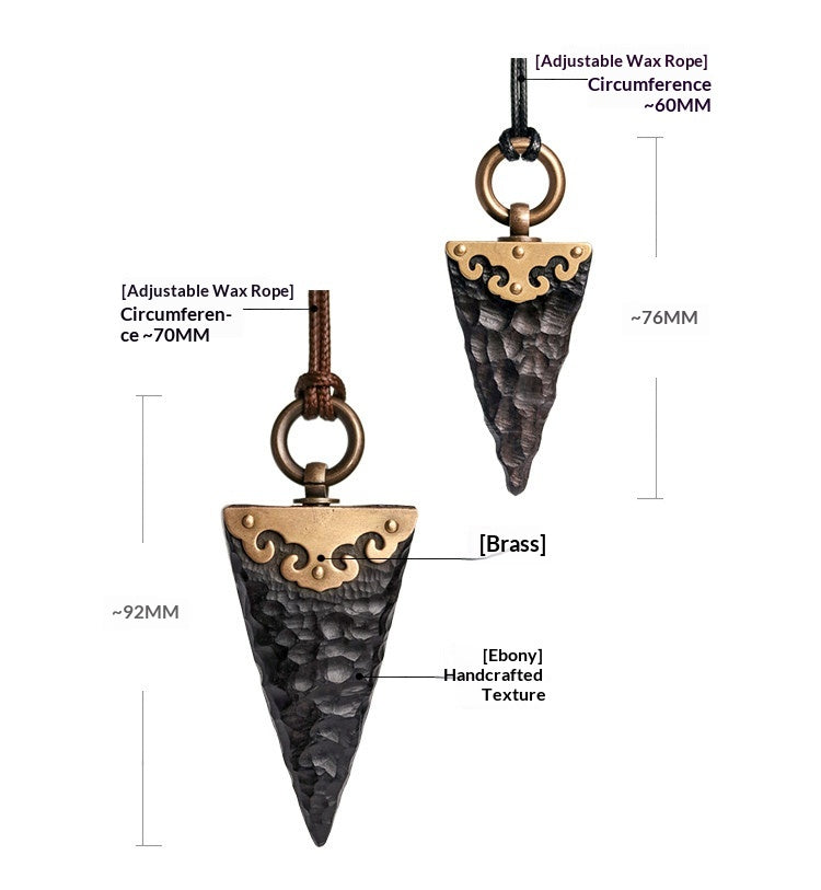 Handmade Ebony Wood Pendant Necklace – Vintage Unisex Sweater Chain