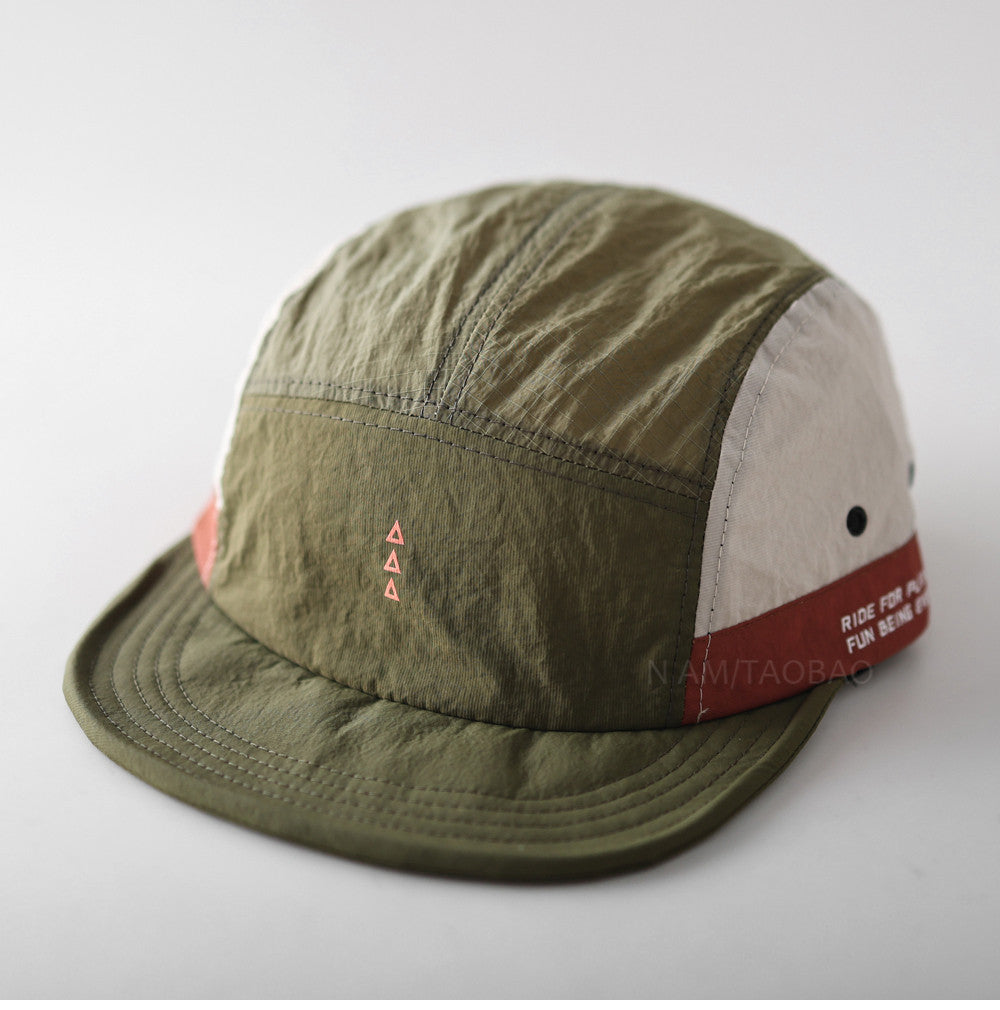 Quick-Dry Color-Block Short Brim Cap – Letter Print Sporty Unisex – cap | japanese streetwear | vintage workwear | unisex | Yamalinclothes