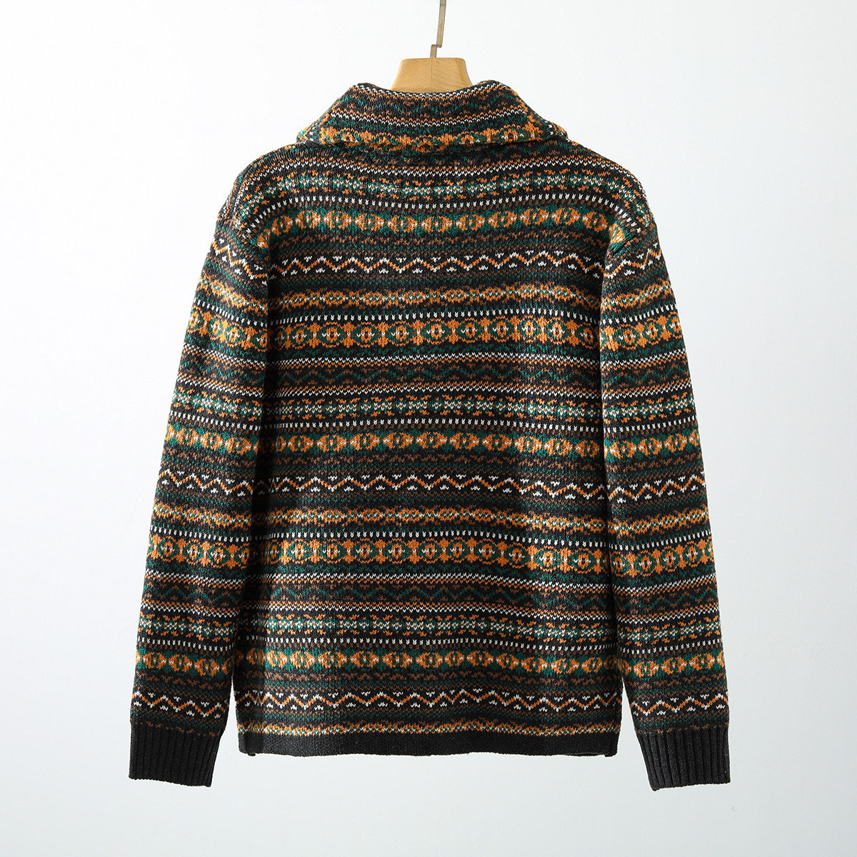 Nordic Fair Isle Knit Cardigan – Wool Blend Jacquard Men – Japanese vintage | yamalin clothes | Yamalinclothes