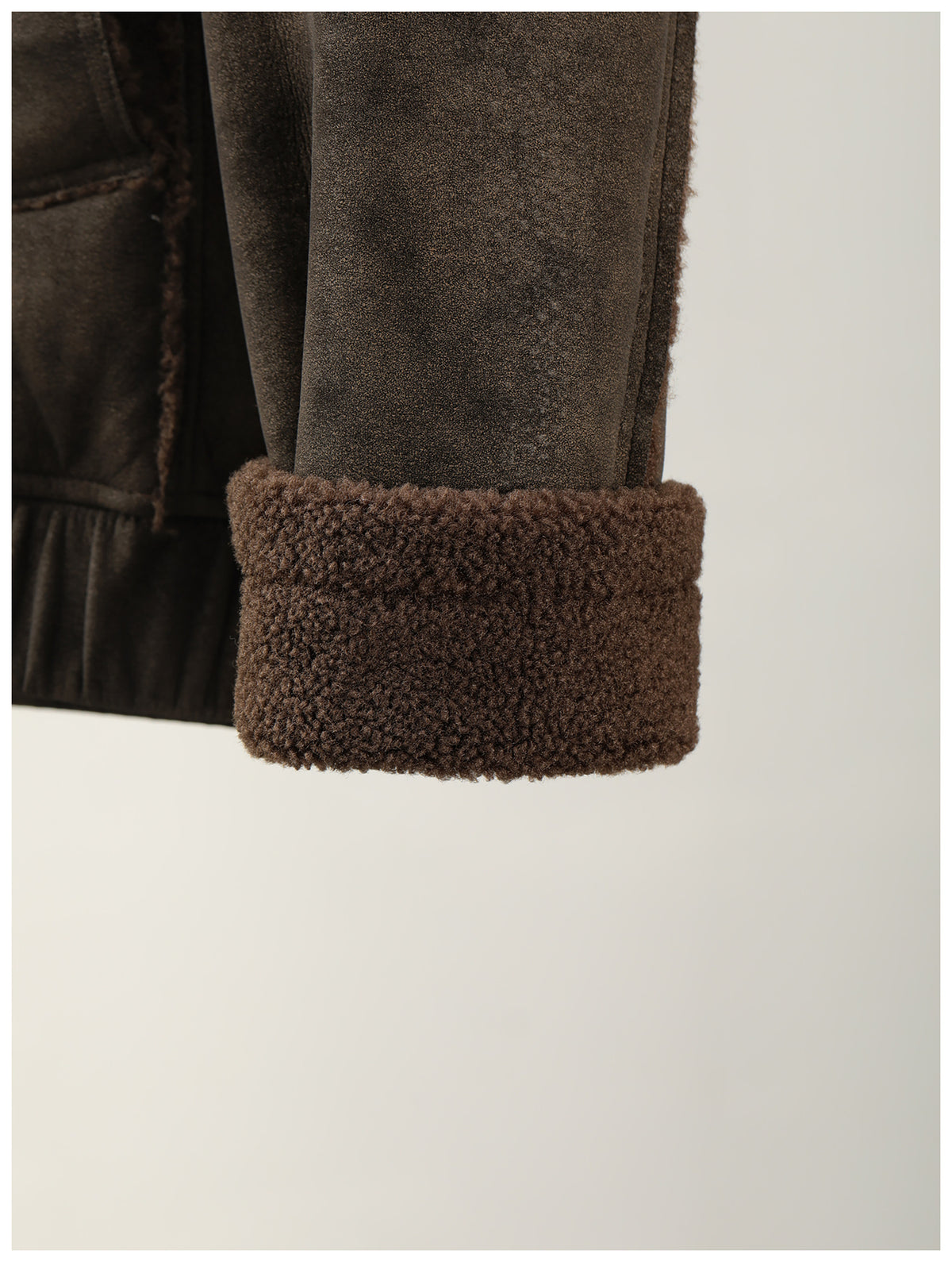 Faux Leather Jacket – Aged Finish & Fleece Collar