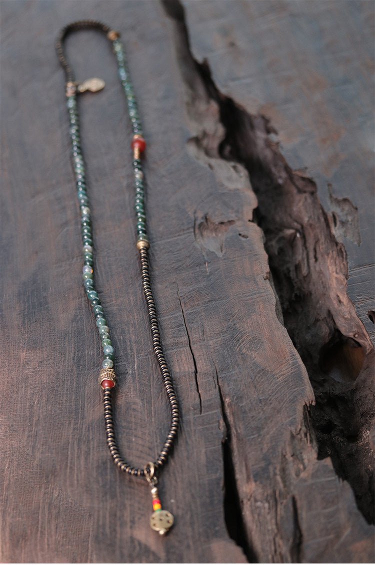 Agate & Brass Multi-Layer Beaded Bracelet – Retro Ethnic Unisex Jewelry