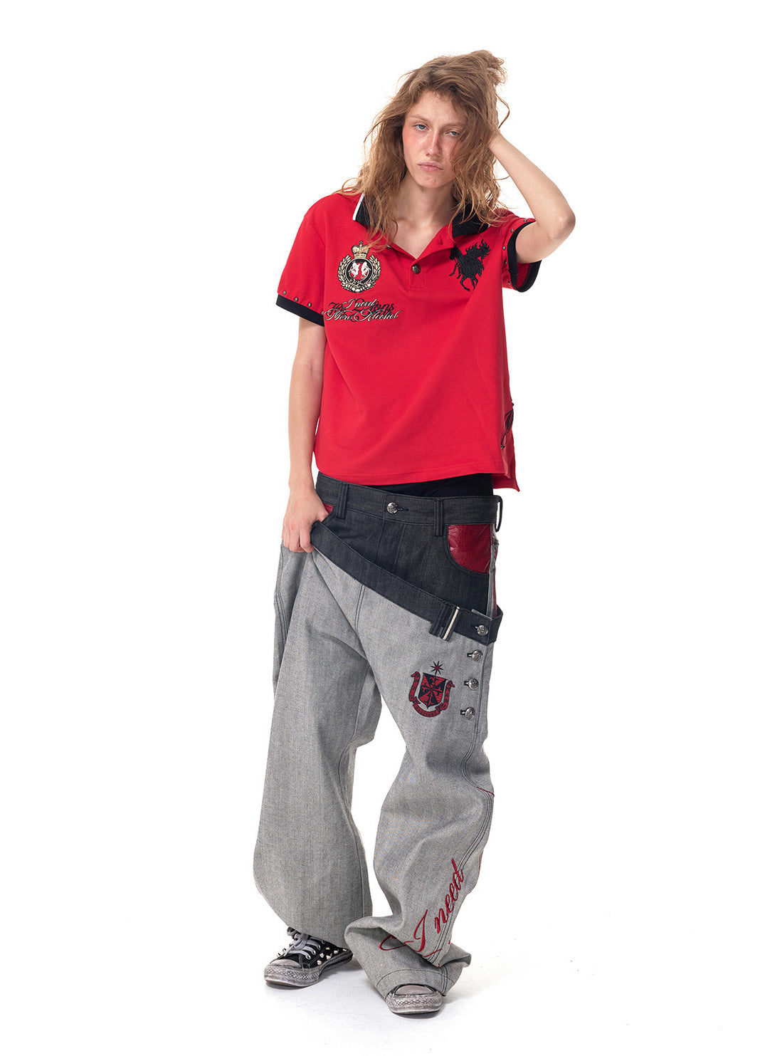 Wide-Leg Jeans – Asymmetric Double Waist