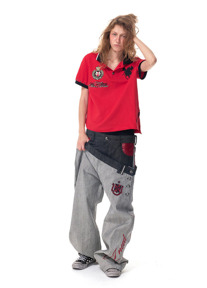 Wide-Leg Jeans – Asymmetric Double Waist