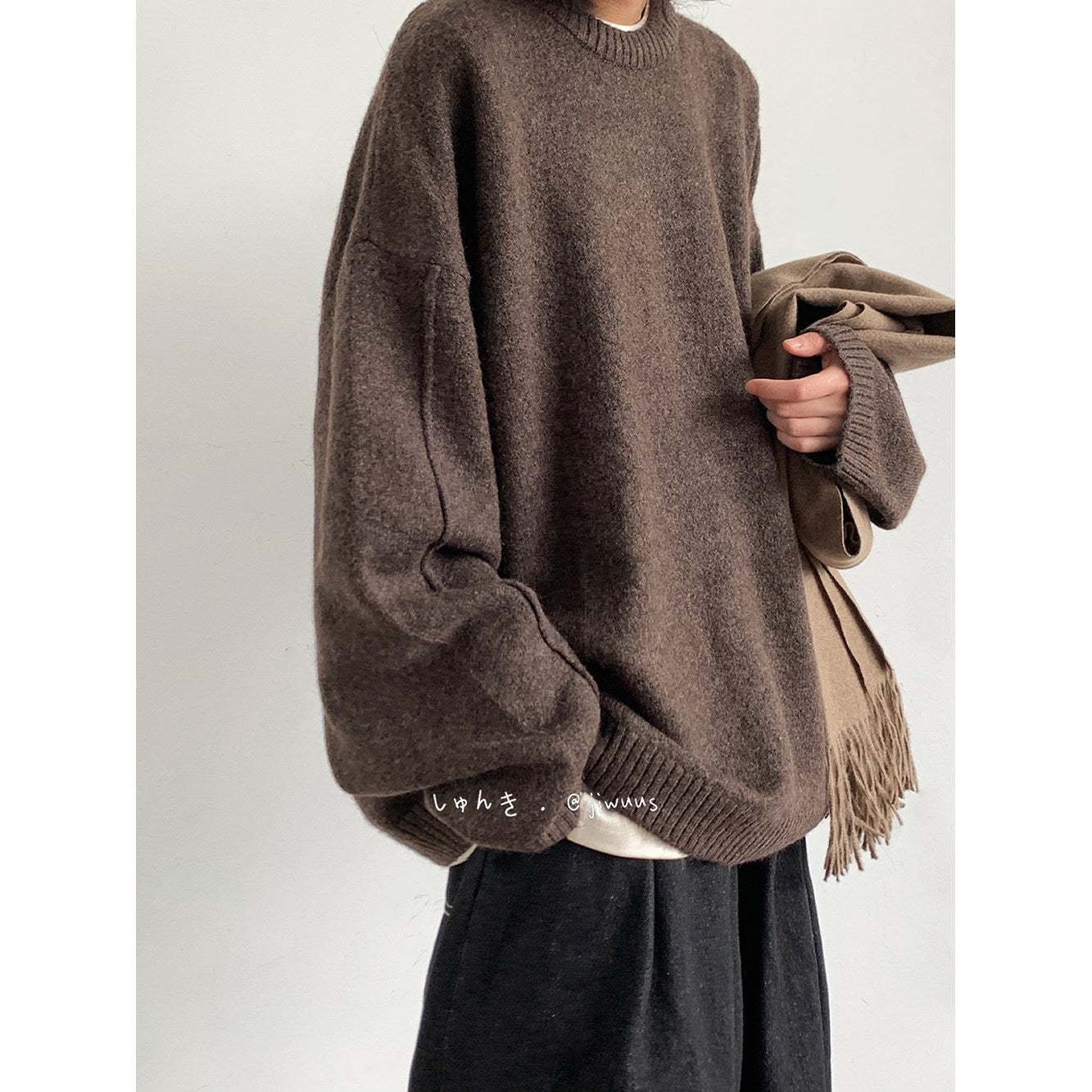 Japanese Vintage Knit Sweater – Unisex Collegiate Maillard