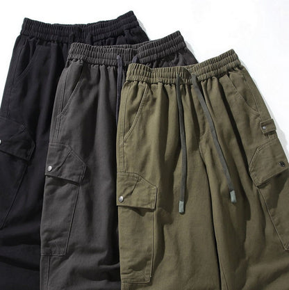 Cotton Cargo Pants – Washed Twill & Drawstring Waist