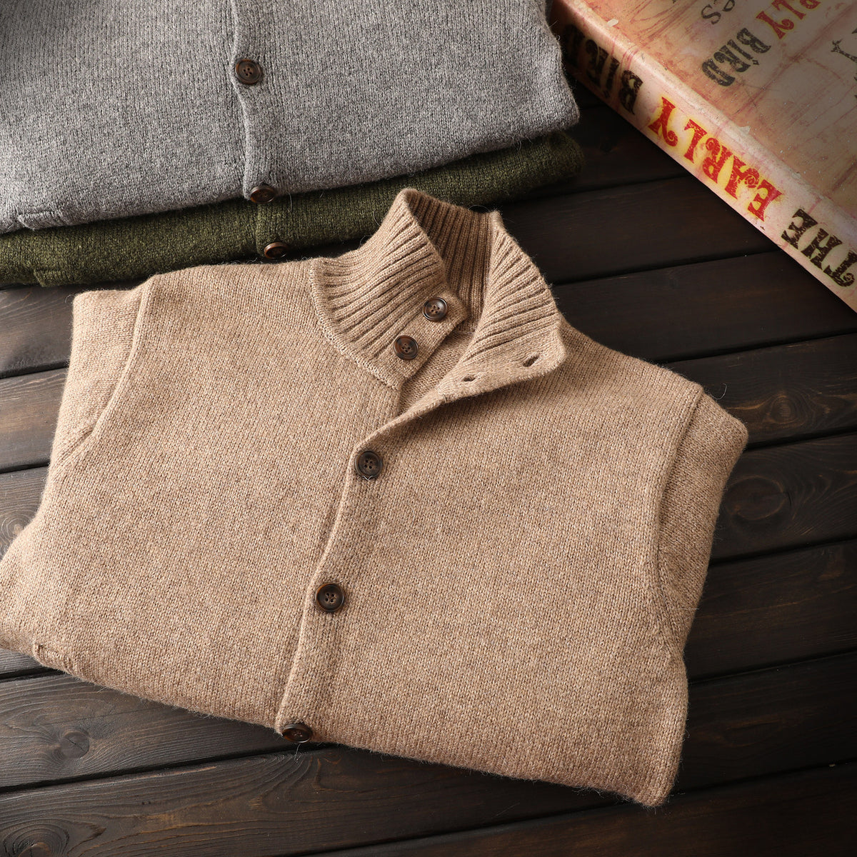 Alpaca Wool Blend Stand-Collar Knit Cardigan – Thickened Oversized Unisex