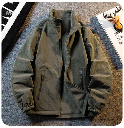 Fleece Thickened Reversible Stand Collar Jacket – Warm Unisex Autumn Winter