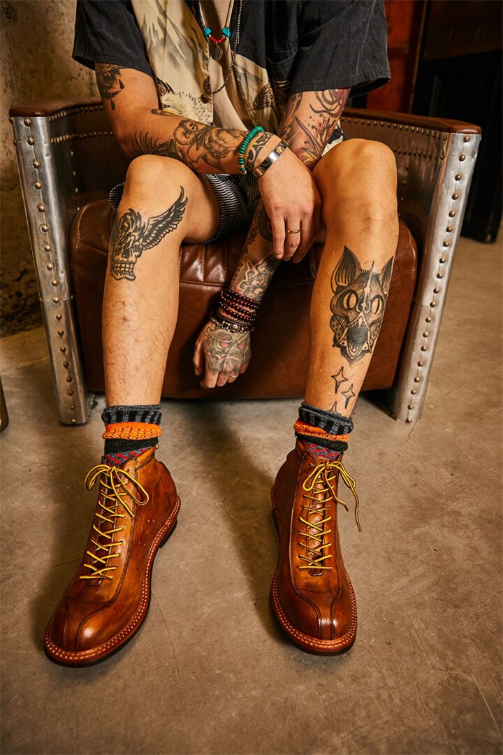 Vintage Cowhide Workwear Ankle Boots – Men's Motorcycle Riding Boots