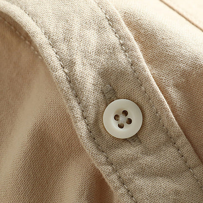 Japanese Literary Retro Stand Collar Long Sleeve Shirt - Loose Casual Unisex Pure Cotton Shirt