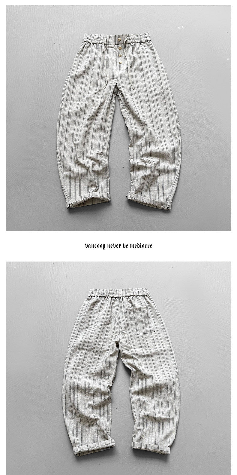 Striped Drapey Wide-Leg Trousers – Loose Vintage Casual Summer Pants Unisex – Japanese vintage | yamalin clothes | Yamalinclothes