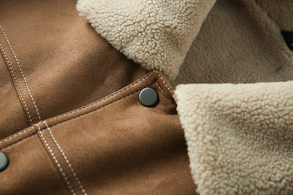 Suede Fleece Workwear Jacket – American Retro Thick Warm Unisex – Japanese vintage | fall outfits 2026 | fall winter outfits | classy winter outfits | lazy comfy outfits | japanese streetwear | vintage workwear | yamalin clothes | Yamalinclothes