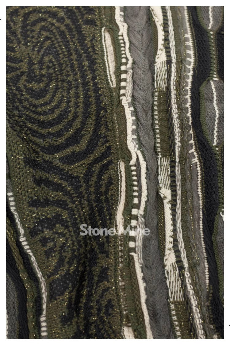 Japanese retro dark green maze knitted sweater pullover thickened