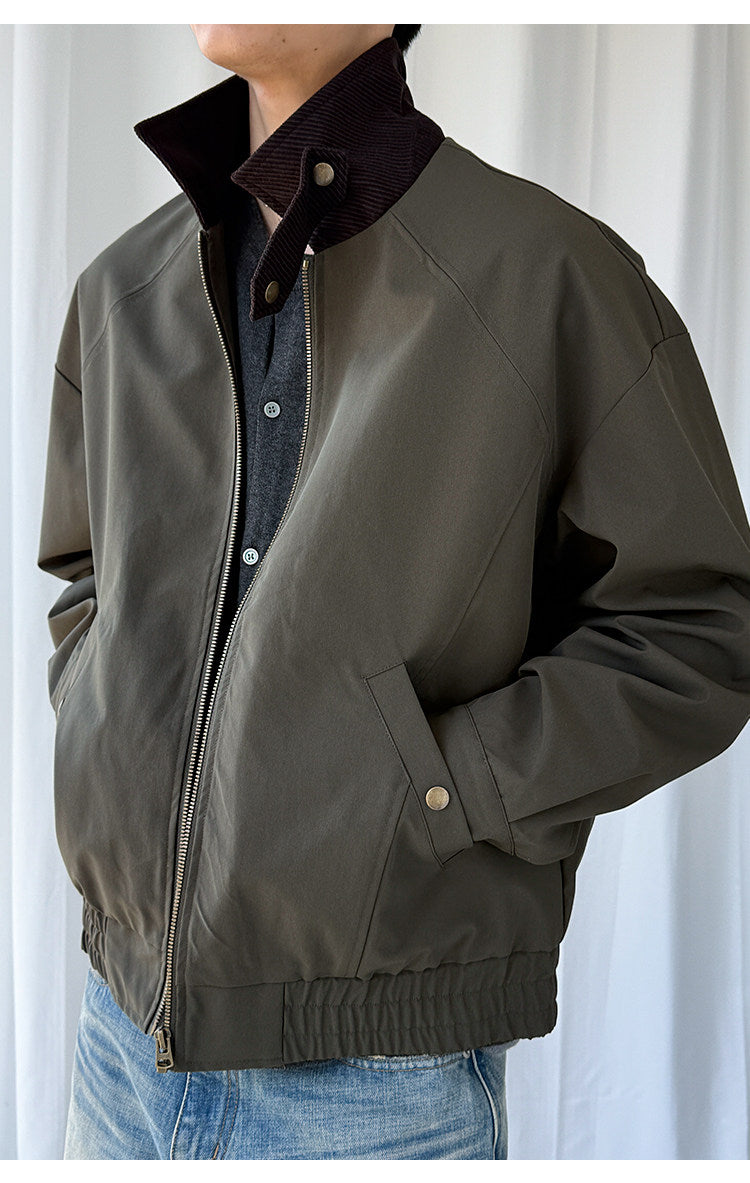 Patchwork Stand-Collar Cargo Jacket – Adjustable Lapel Oversized – Japanese vintage | fall outfits 2026 | fall winter outfits | classy winter outfits | lazy comfy outfits | japanese streetwear | vintage workwear | yamalin clothes | Yamalinclothes