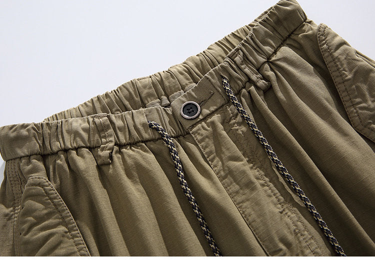 Heavyweight Washed Cargo Pants – Loose Straight Leg Men's Workwear Trousers