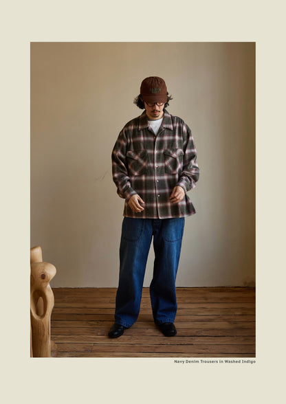 SS26 Navy Denim Jeans - Yamalin Vintage Washed 13oz Bamboo Weave Deck Jeans