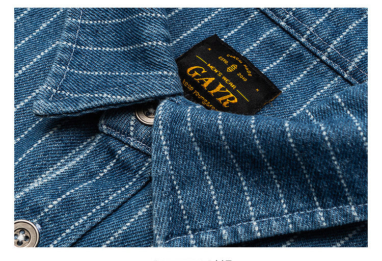 Striped Denim Shirt – Asymmetric Chest Pockets | Yamalinclothes