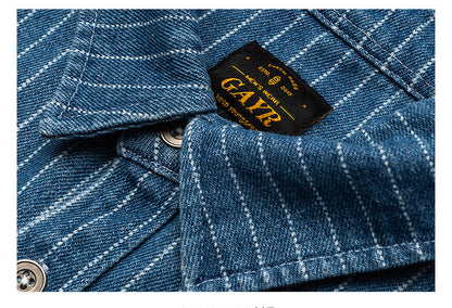 Striped Denim Shirt – Asymmetric Chest Pockets | Yamalinclothes