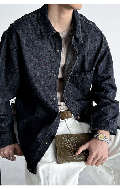 Denim Shirt – Washed Texture & Snap Front | Yamalinclothes
