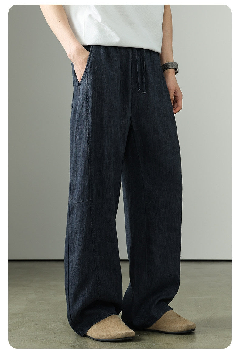 Premium Tencel Linen Wide Leg Pants – Loose Straight Lyocell Breathable Summer Slacks for Men | Japanese vintage | yamalin clothes | Yamalinclothes