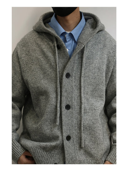 Japanese Hooded Knit Cardigan – Button-Down Lazy Couple – Japanese vintage | yamalin clothes | Yamalinclothes