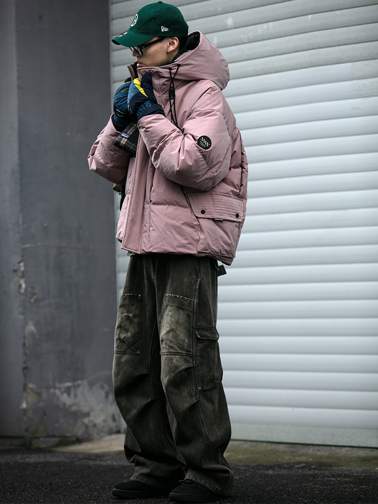 Cleanfit Deconstructed Patchwork Design Down Jacket for Men Winter Couples Outdoor Windproof Workwear 90 White Duck Down Coat