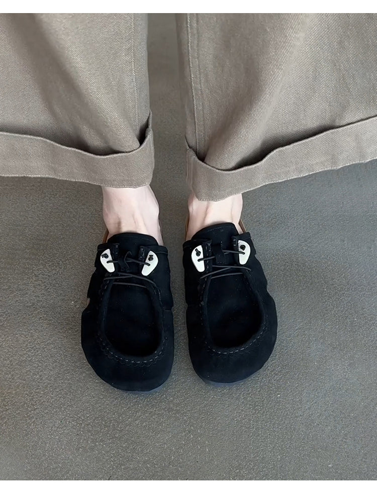 Women's Retro Birkenstock Shoes - Sheepskin Thick-Soled Flat Genuine Leather Suede Slip-On Shoes