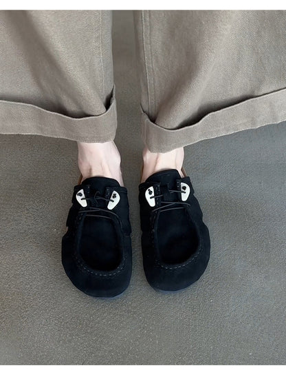 Women's Retro Birkenstock Shoes - Sheepskin Thick-Soled Flat Genuine Leather Suede Slip-On Shoes