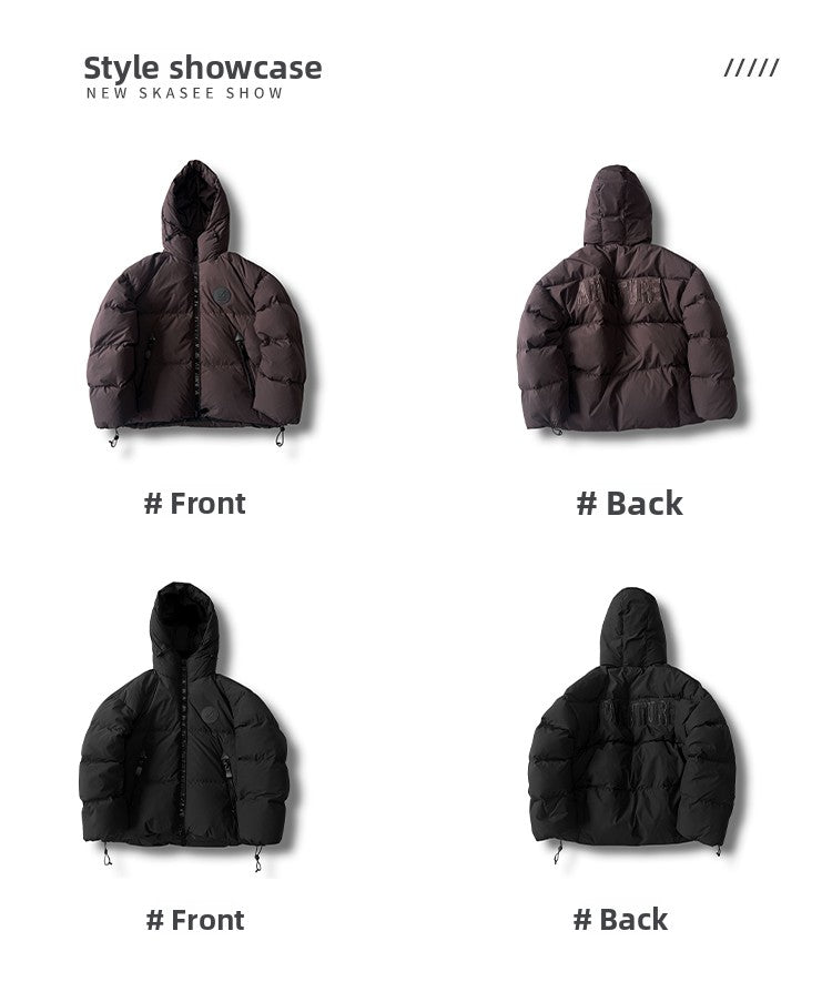 Detachable Fake Two-Piece Wool Collar Puff Feel Down Jacket Men Winter Trendy Loose Thickened Plaid Pattern Coat Trendy