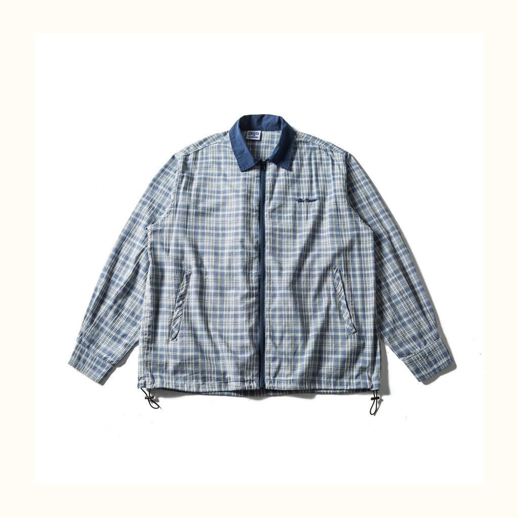 American Retro Workwear Plaid Shirt – Loose Zip-Pocket, Turn-Down Collar (Unisex)