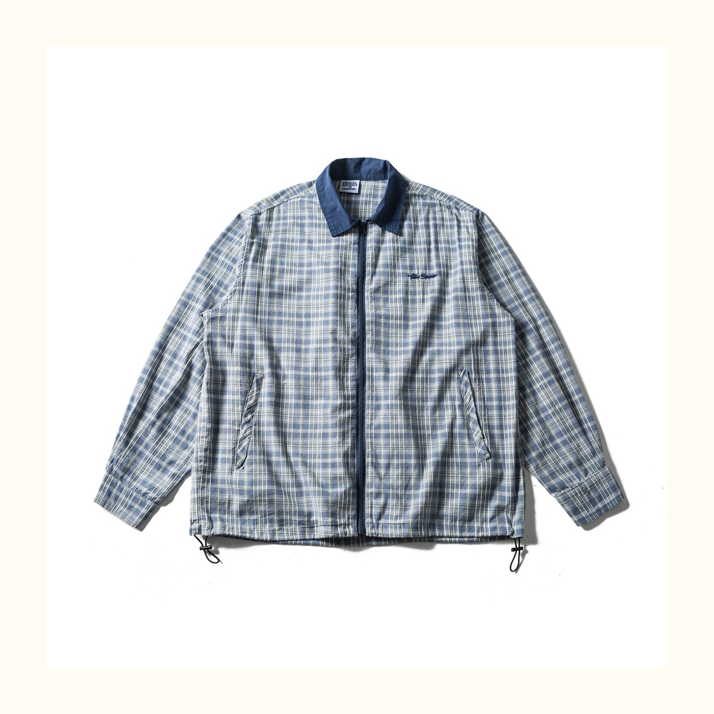 American Retro Workwear Plaid Shirt – Loose Zip-Pocket, Turn-Down Collar (Unisex)