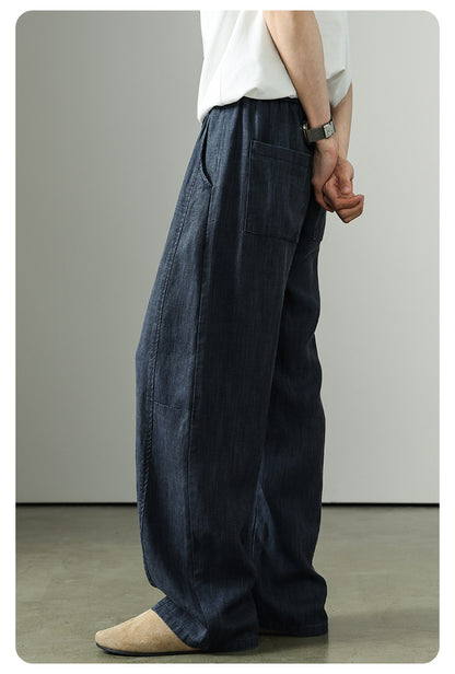 Premium Tencel Linen Wide Leg Pants – Loose Straight Lyocell Breathable Summer Slacks for Men | Japanese vintage | yamalin clothes | Yamalinclothes